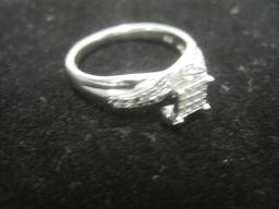 Ladies Sterling Silver & Diamond by-pass Style Ring