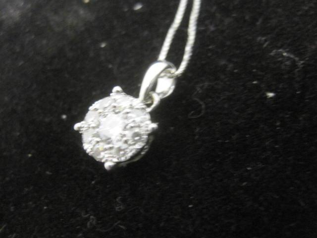 14k White Gold & Diamond Pendant & Chain