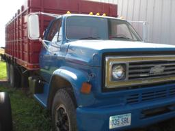 1973 Chev truck, 20' box & hoist