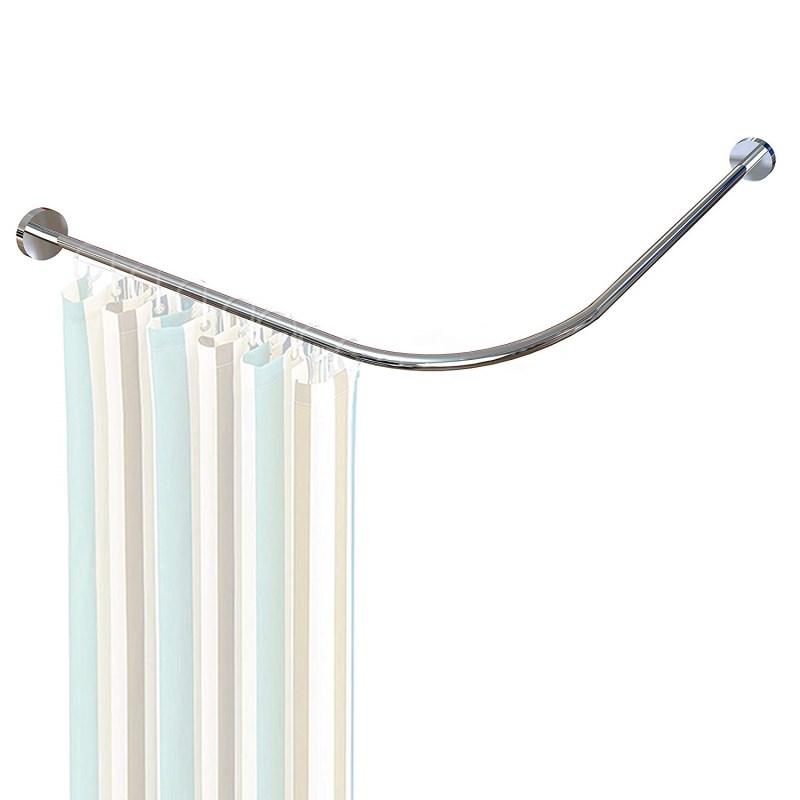 Begleri L Shaped Shower Curtain Rod - Curved Shower Curtain Rod Adjustable 35.43"-47.24"/ 90-120cm