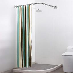 Begleri L Shaped Shower Curtain Rod - Curved Shower Curtain Rod Adjustable 35.43"-47.24"/ 90-120cm