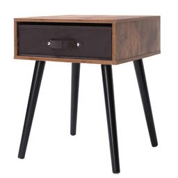 IWELL Mid-Century Nightstand, Wooden End Table with Drawer, Side Table for Small Spaces & Bedroom, S