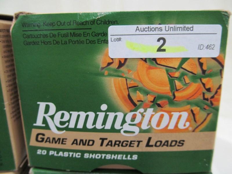 LOT OF 8 BOXES REMINGTON 20 GAUGE PLASTIC SHOT SHELLS (160 SHELLS)