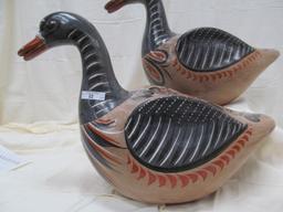 VINTAGE PR. OF DECORATIVE POTTERY DUCKS MEXICO