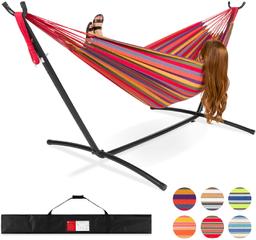 Best Choice Products 2-Person Brazilian-Style Cotton Double Hammock Bed w/Carrying Bag, Steel Stand,