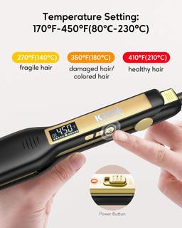 KIPOZI Professional Titanium Flat Iron Hair Straightener with Digital LCD Display Dual Voltage Insta