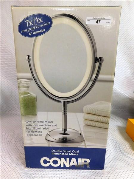 NEW IN BOX CONAIR DOUBLE SIDED OVAL MIRROR