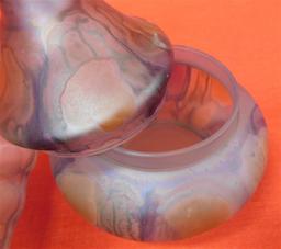 ART GLASS ASHTRAY & POWDER BOX