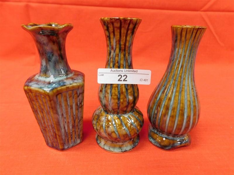 LOT OF 3 BUD VASES 5"