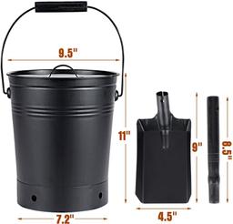 INNO STAGE Ash Bucket with Lid and Wood Handle Coal Shovel  Ash Carrier Pail Fireplace Tools Fire Pi