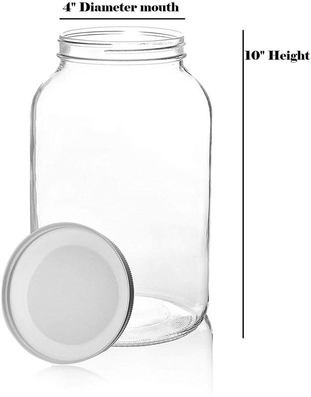 2 Pack - 1 Gallon Glass Mason Jar Wide Mouth with Airtight Metal Lid - Safe for Fermenting Kombucha