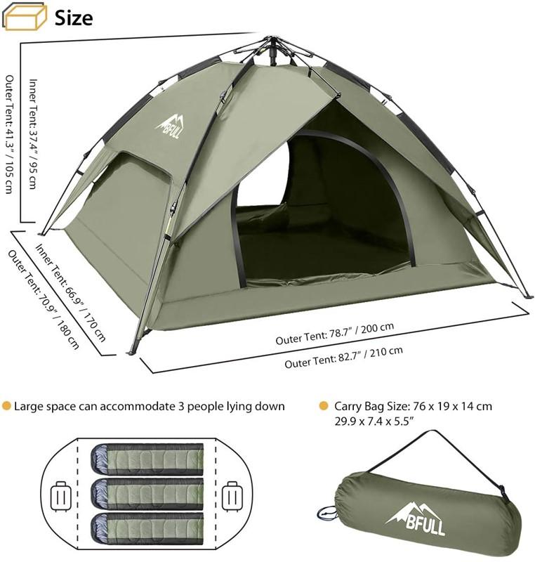 Instant Pop Up Camping Tents for 2-3 Person Family Dome Waterproof Sun Shelters Backpacking Tents Qu