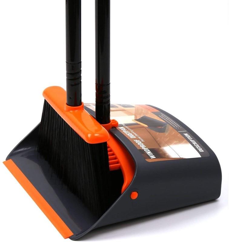 Broom and Dustpan / Dustpan with Broom Combo with 52" Long Handle for Home Kitchen Room Office Lobby