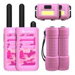 Cobra Hero Series Walkie Talkie Set ~ Includes 2 Walkie Talkies ~ 2 Headlamps ~ 2 Flashlights