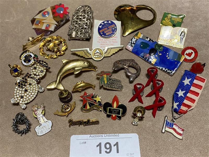 LOT OF MIXED PINS ~ JEWELRY ~ ZWOLLE TAMALE ~ MEDICAL ~ ETC