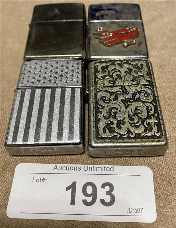 LOT OF 4 ZIPPO  LIGHTERS