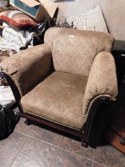 ANTIQUE BALL & CLAW FOOT  ARM CHAIR