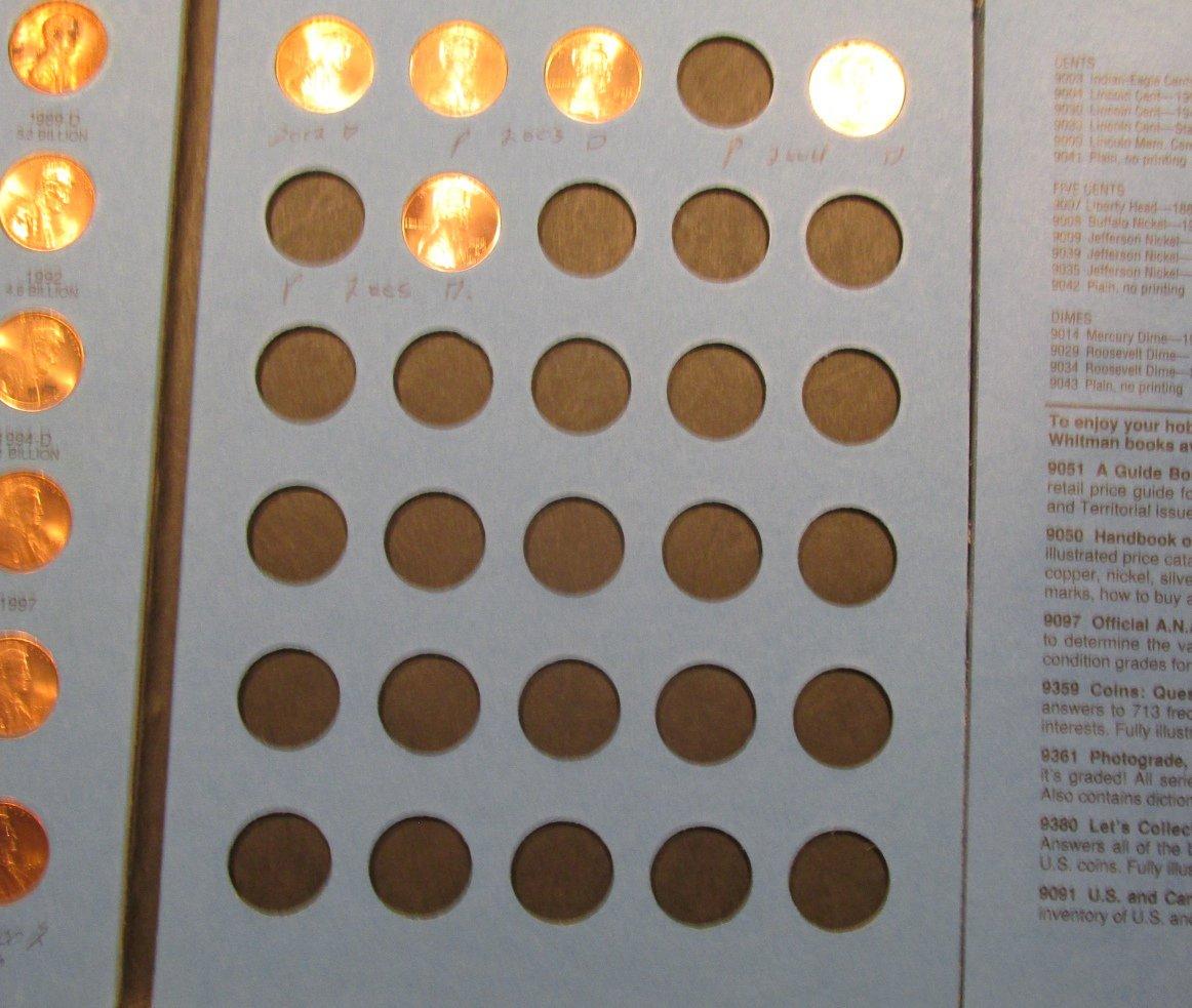 1975-2005 Partial Set of Lincoln Cents in a blue Whitman folder. Includes many BU specimens.