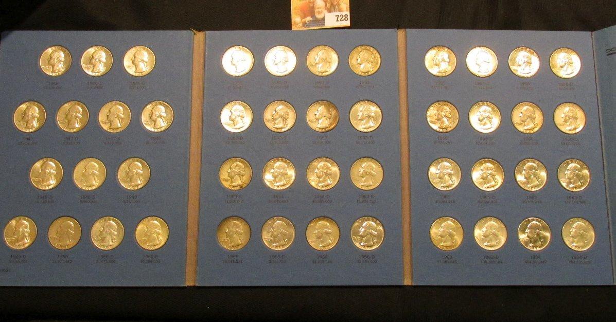 1946-64 Complete Set of Washington Quarters in a blue Whitman folder. Many of the coins are very hig