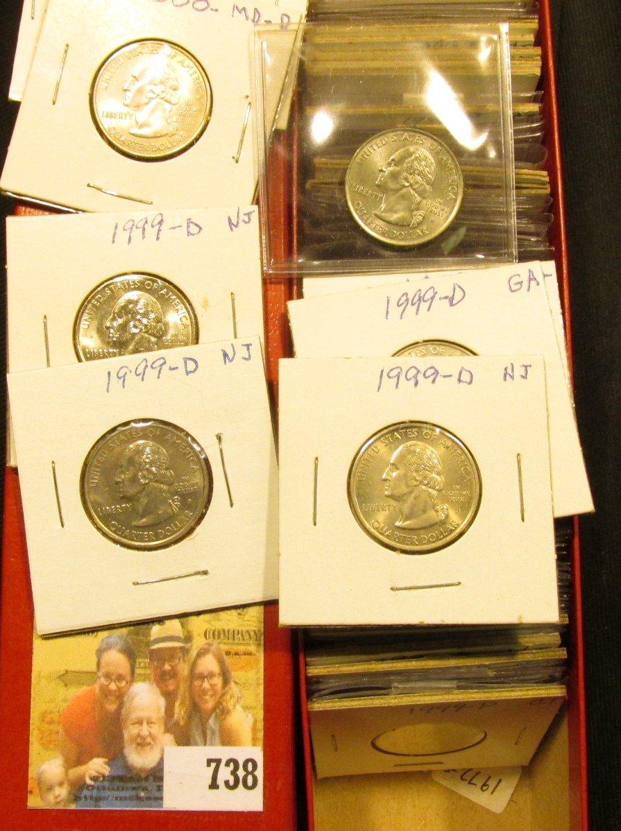9" x 2" x 2" Stock Box partially full of Statehood Quarters, maybe $10-15 face value.