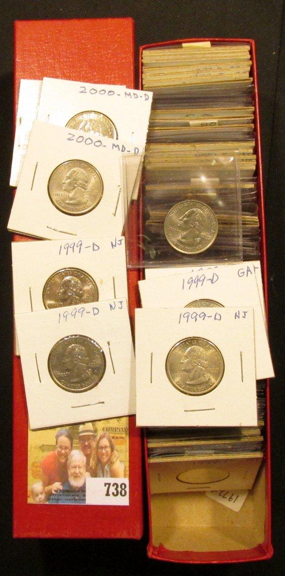 9" x 2" x 2" Stock Box partially full of Statehood Quarters, maybe $10-15 face value.