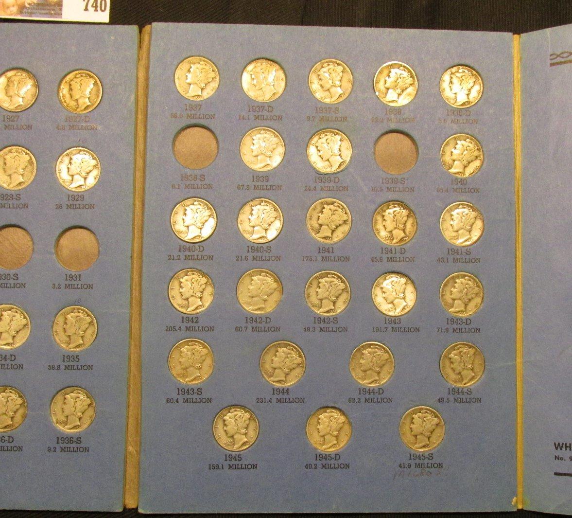 1916-45 Partial Set of Mercury Dimes in a blue Whitman folder. (60 pcs.).