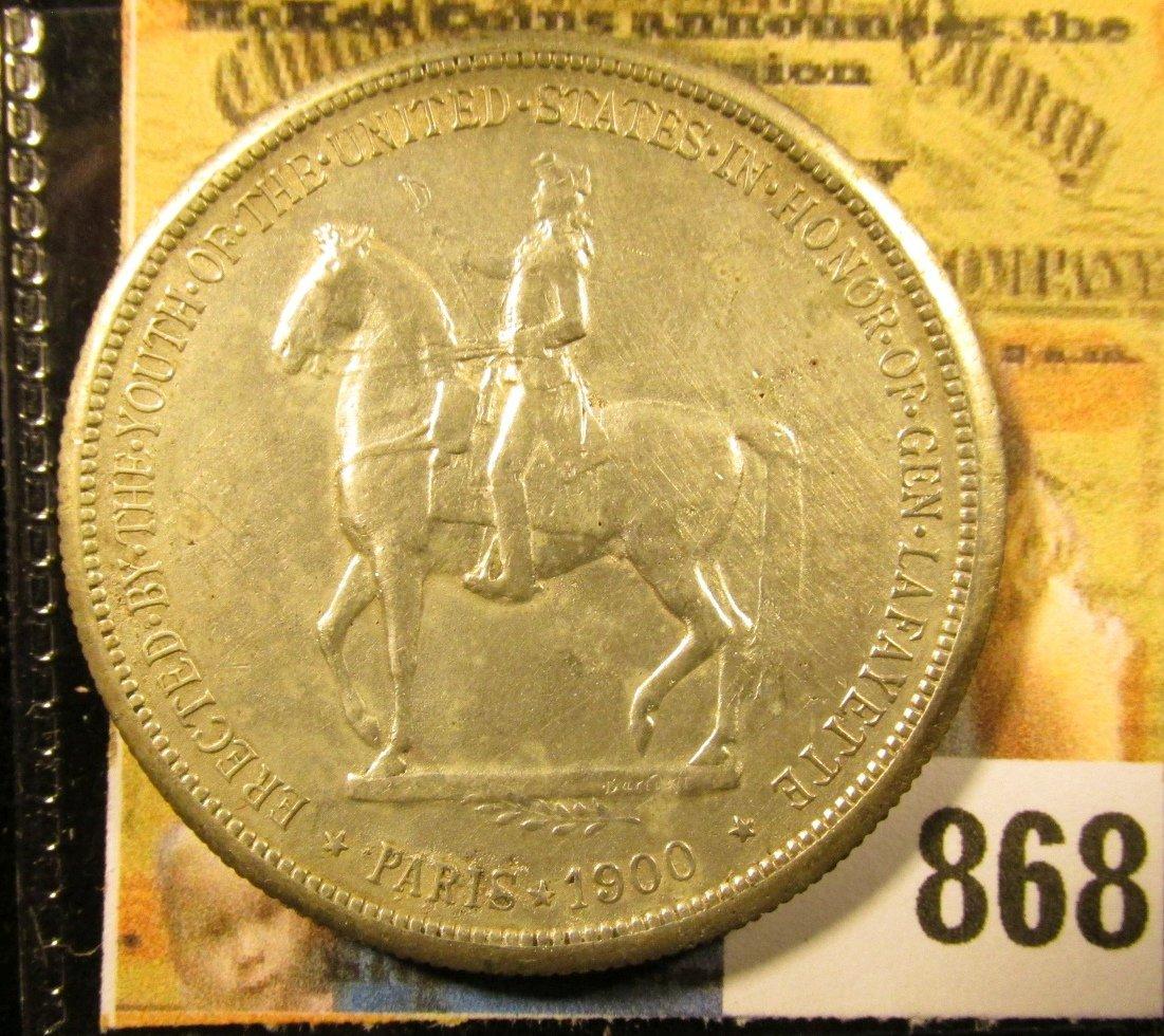 1900 Lafayette Commemorative Silver Dollar, AU.