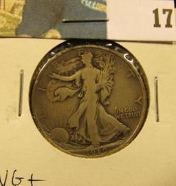 1919 D Walking Liberty Half Dollar, VG+.