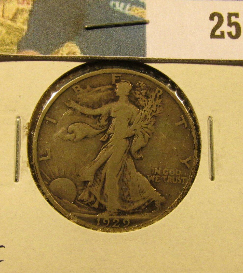 1929 S Walking Liberty Half Dollar, Fine.