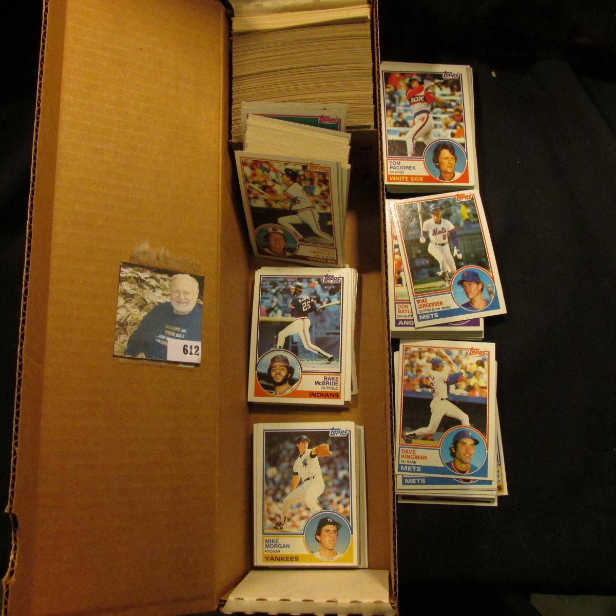 14" Card Stock Box about half full of 1983 Topps & Donruss Baseball cards.
