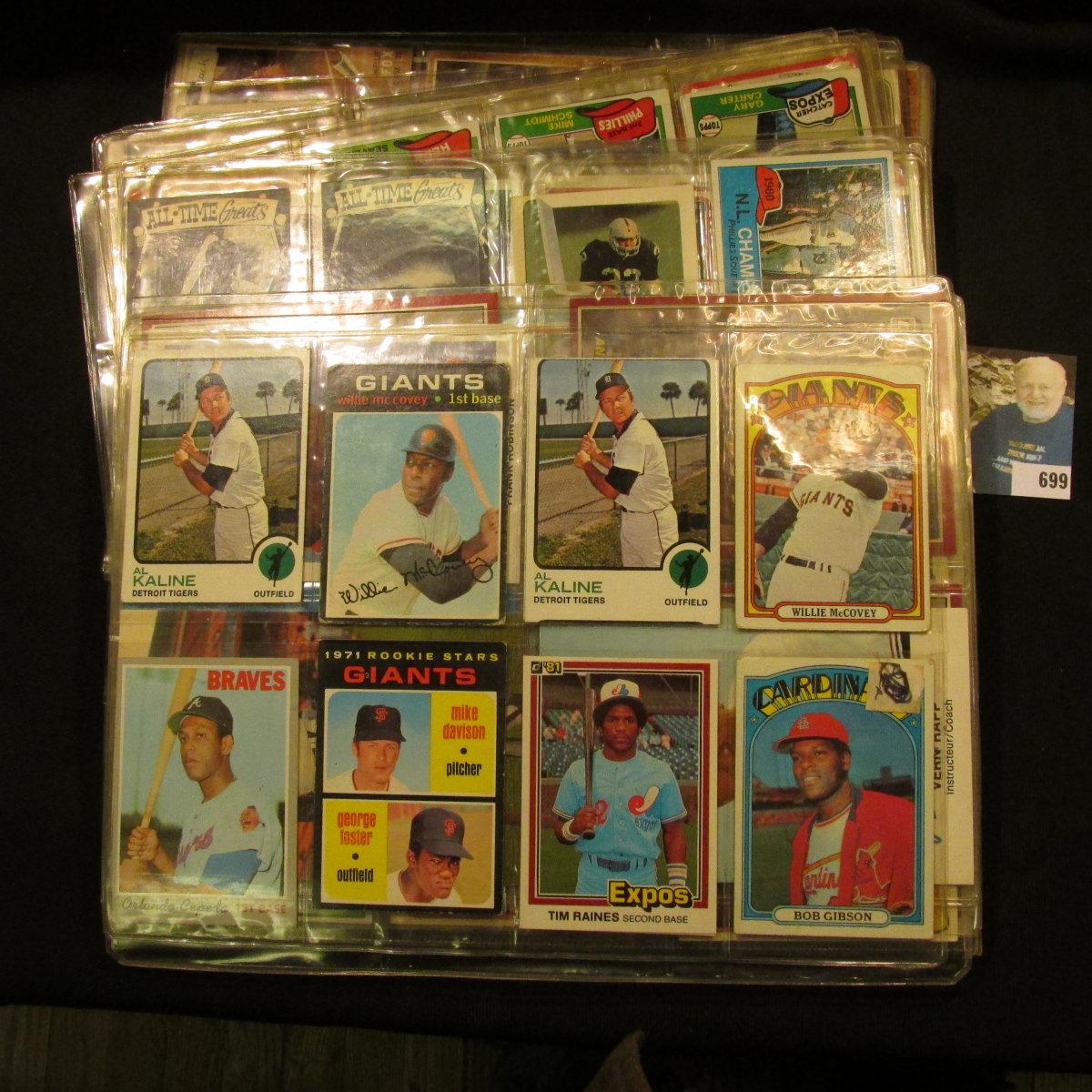 A group of more than (20) Plastic pages with Baseball Cards, some of which have been autographed. A