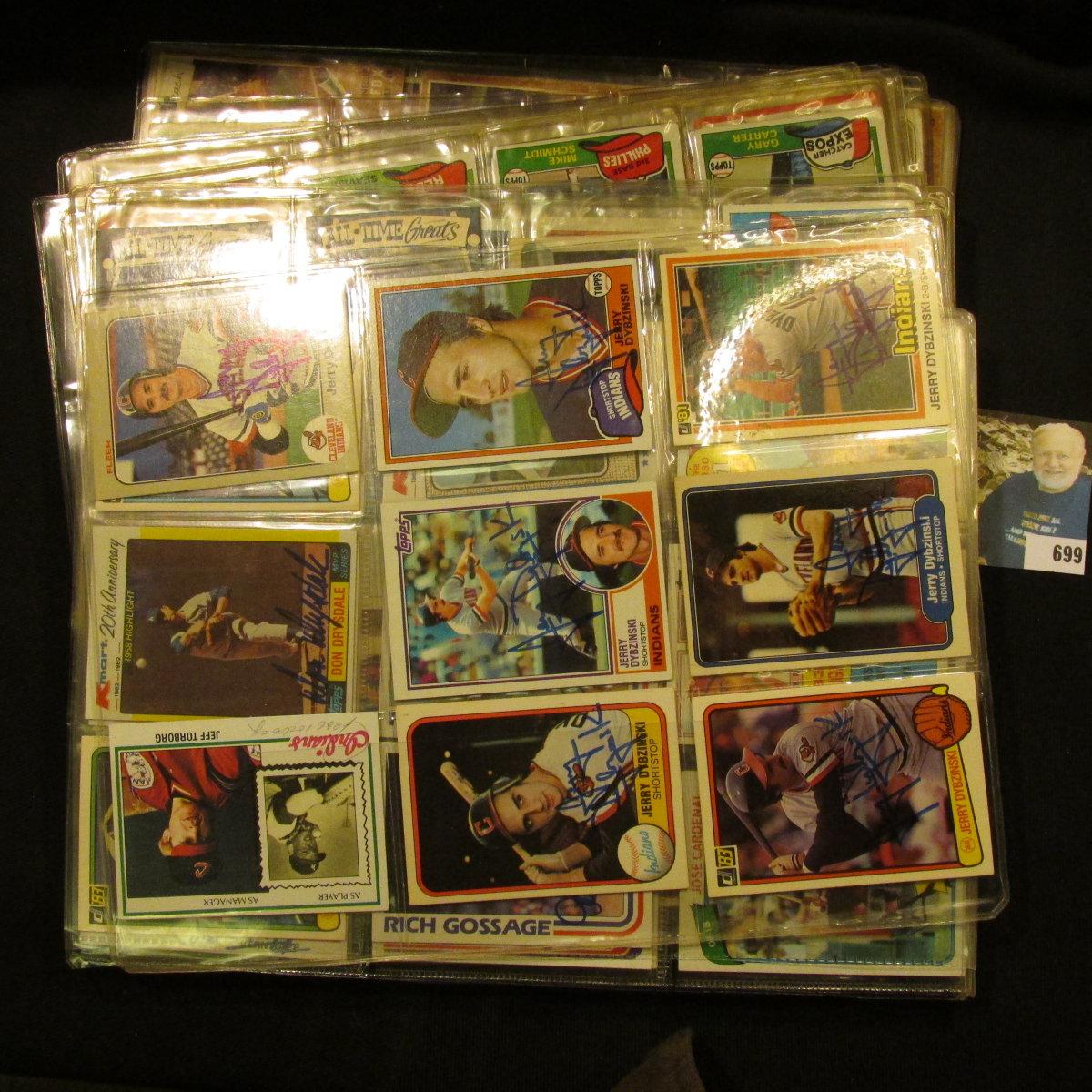 A group of more than (20) Plastic pages with Baseball Cards, some of which have been autographed. A