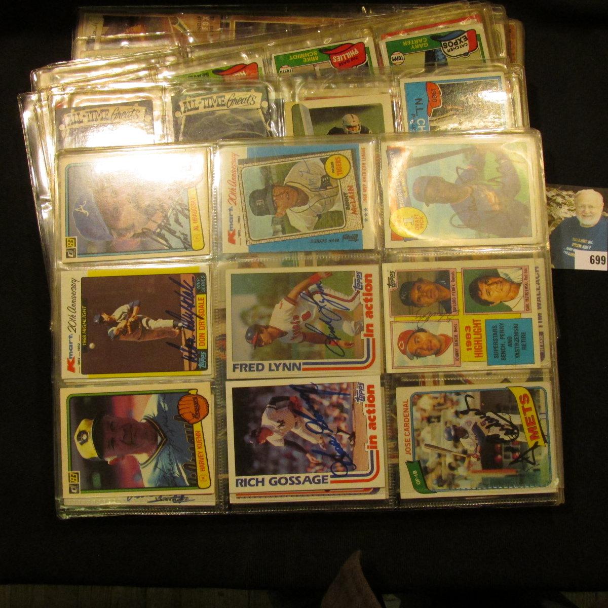 A group of more than (20) Plastic pages with Baseball Cards, some of which have been autographed. A