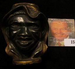Afro-American Painted Brass Bank. 3" tall.