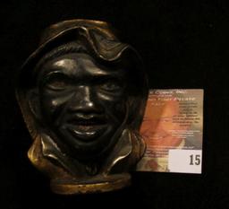 Afro-American Painted Brass Bank. 3" tall.