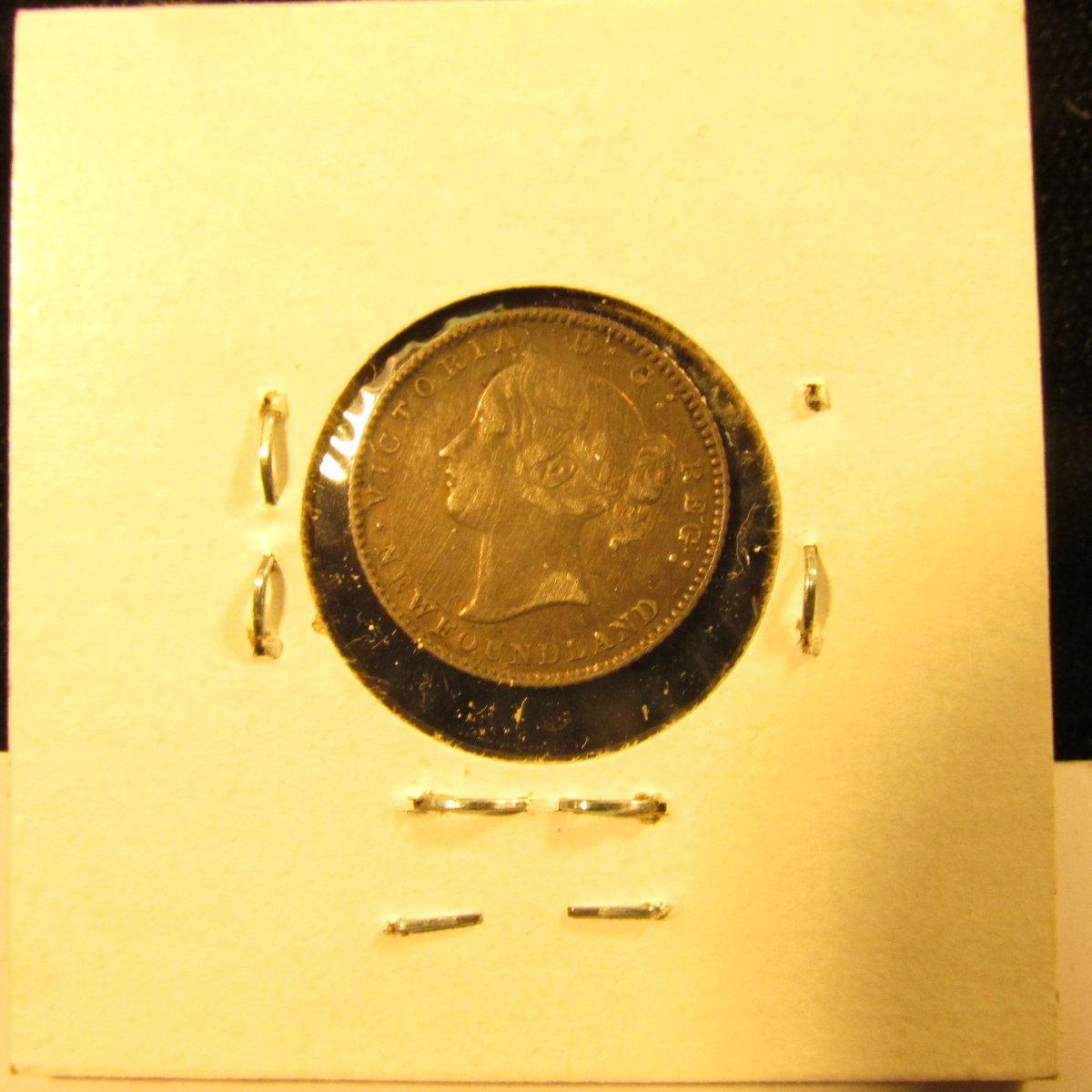 1880 Newfoundland Silver Dime, VF.