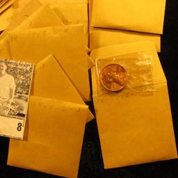 (10) 1958 D Cents, BU & (28) 1959 Cents, BU. All stored in manilla envelopes.