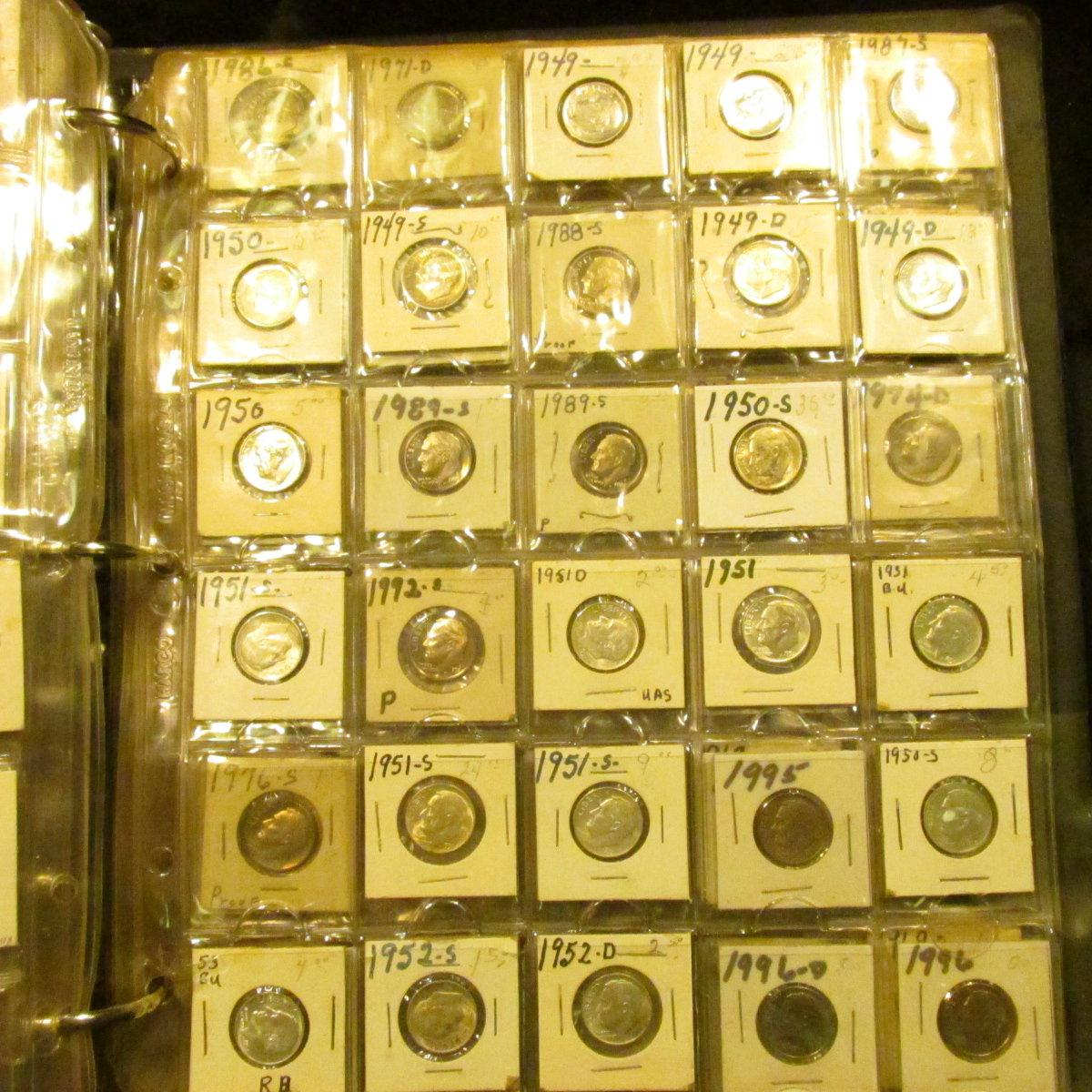 Three-Ring Binder full of Mercury and Roosevelt Dimes with some spectacular BU and Proof Coins. Incl