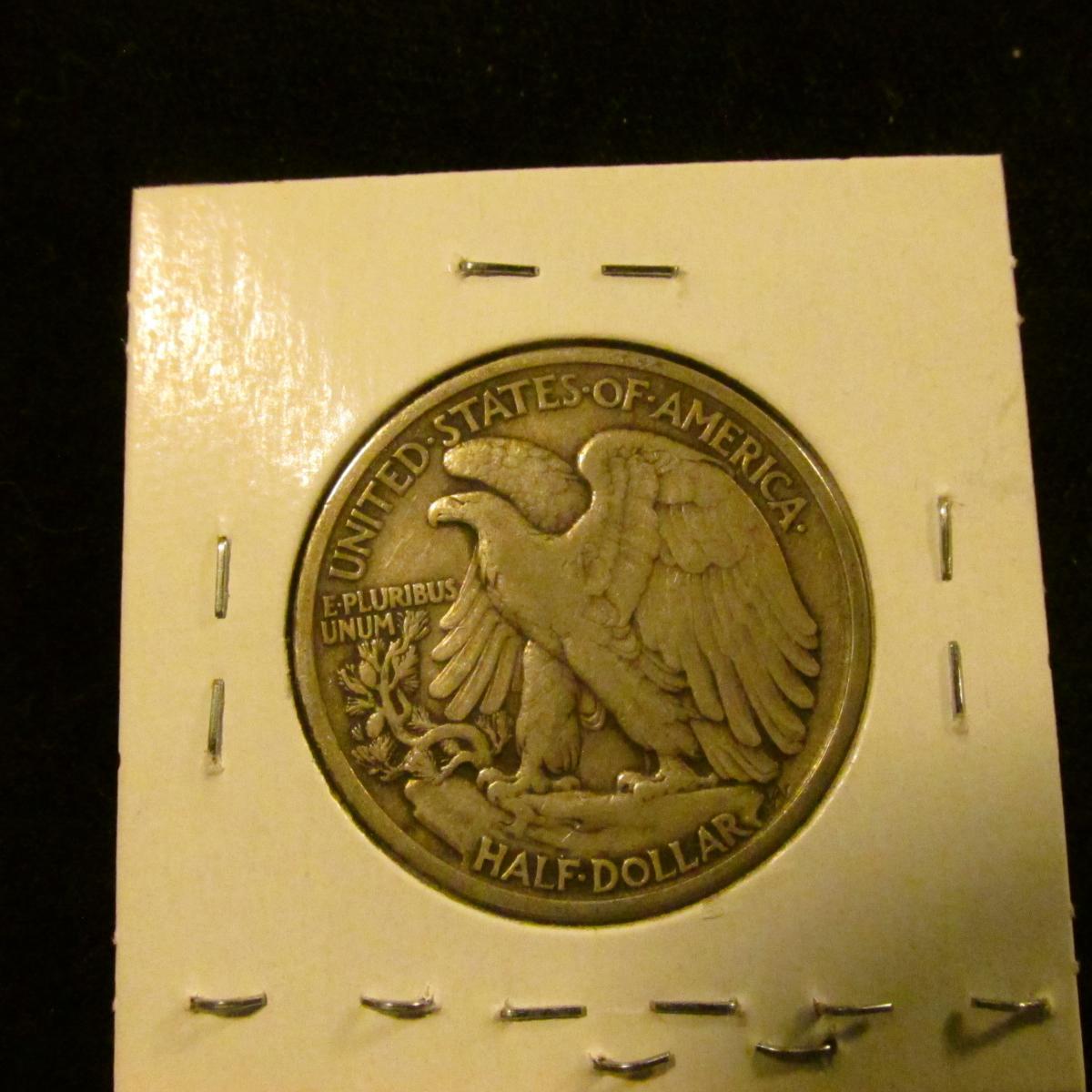 977 . 1917 Walking Liberty Half Dollar, VF30, sharp details, value