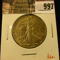 997 . 1946 Walking Liberty Half Dollar, AU, value $20