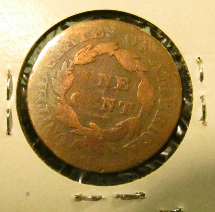 1828 U.S. Large Cent, G/AG, cleaned?