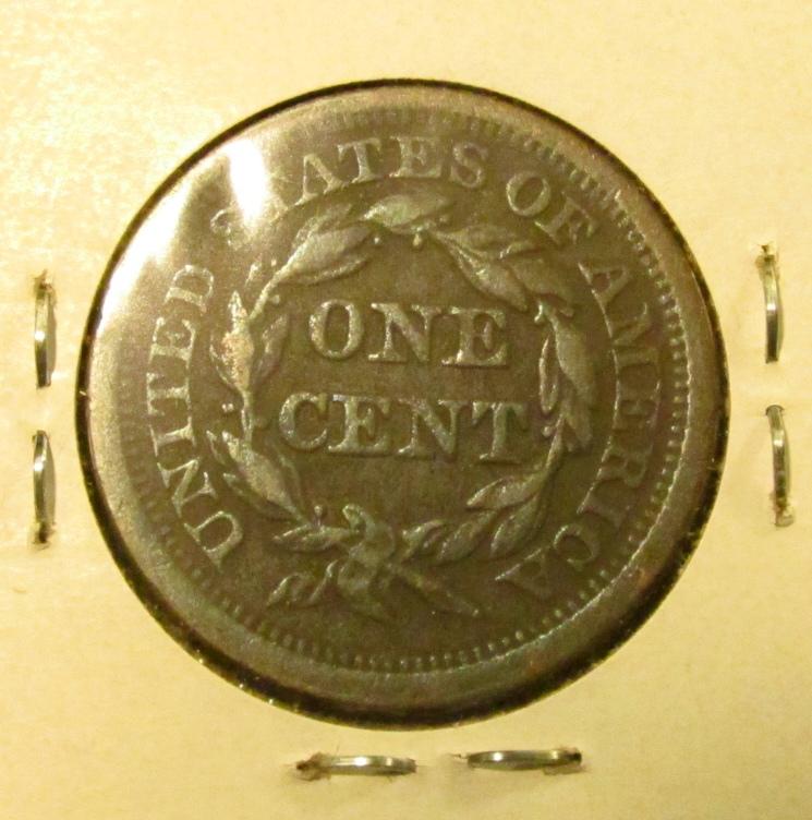 1851 U.S. Large Cent, Fine, some corrosion.