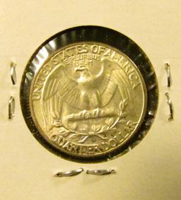 1949 D Silver Washington Quarter, GEM BU 65.