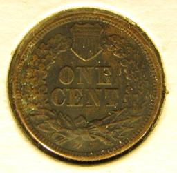 1866 Indian Head Cent, EF, pitted.