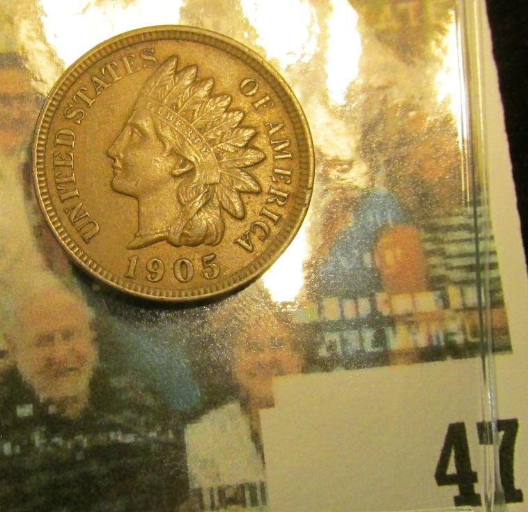 1905 Indian Head Cent, Nice Chocolate Brown AU.