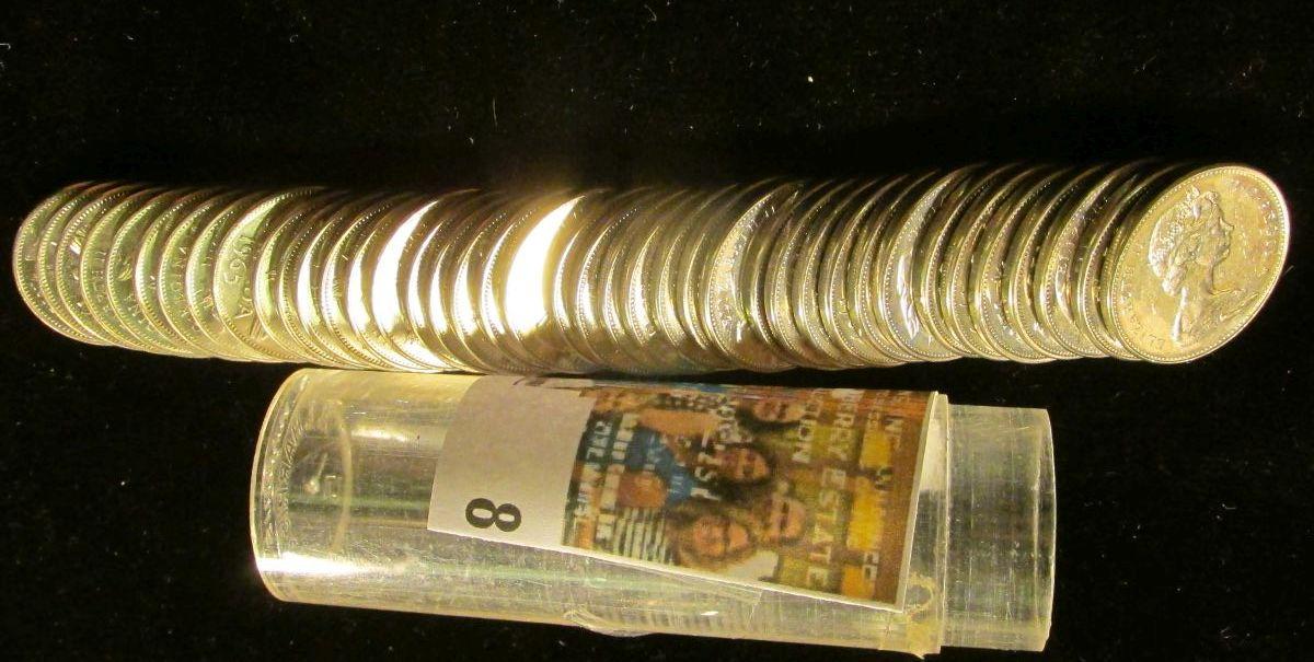 1965 Gem BU Roll of Canada "Beaver" Nickels in a plastic tube.