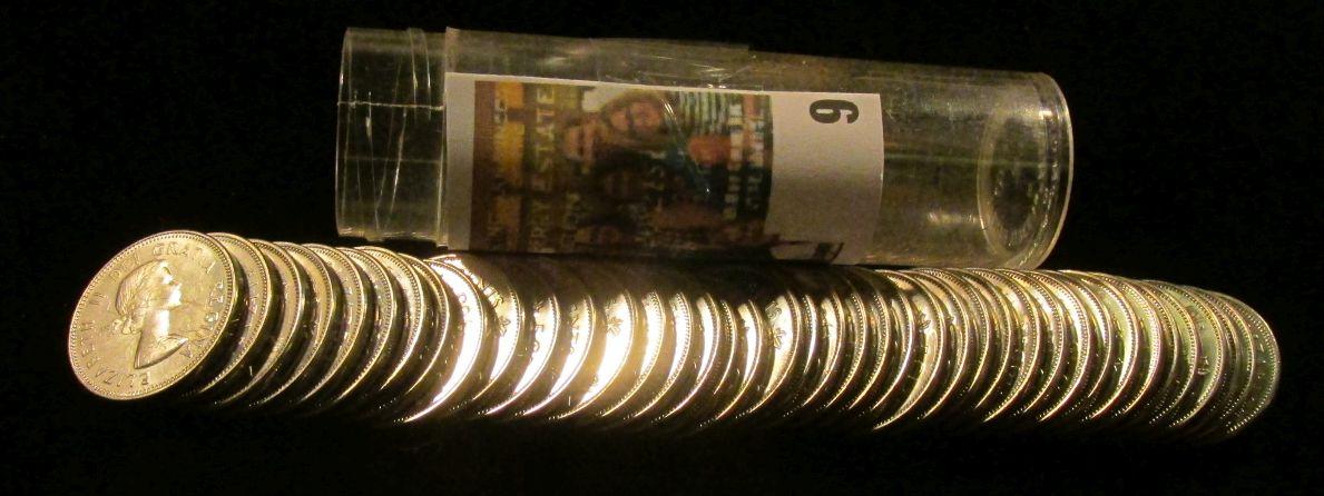 1963 Gem BU Roll of Canada "Beaver" Nickels in a plastic tube.