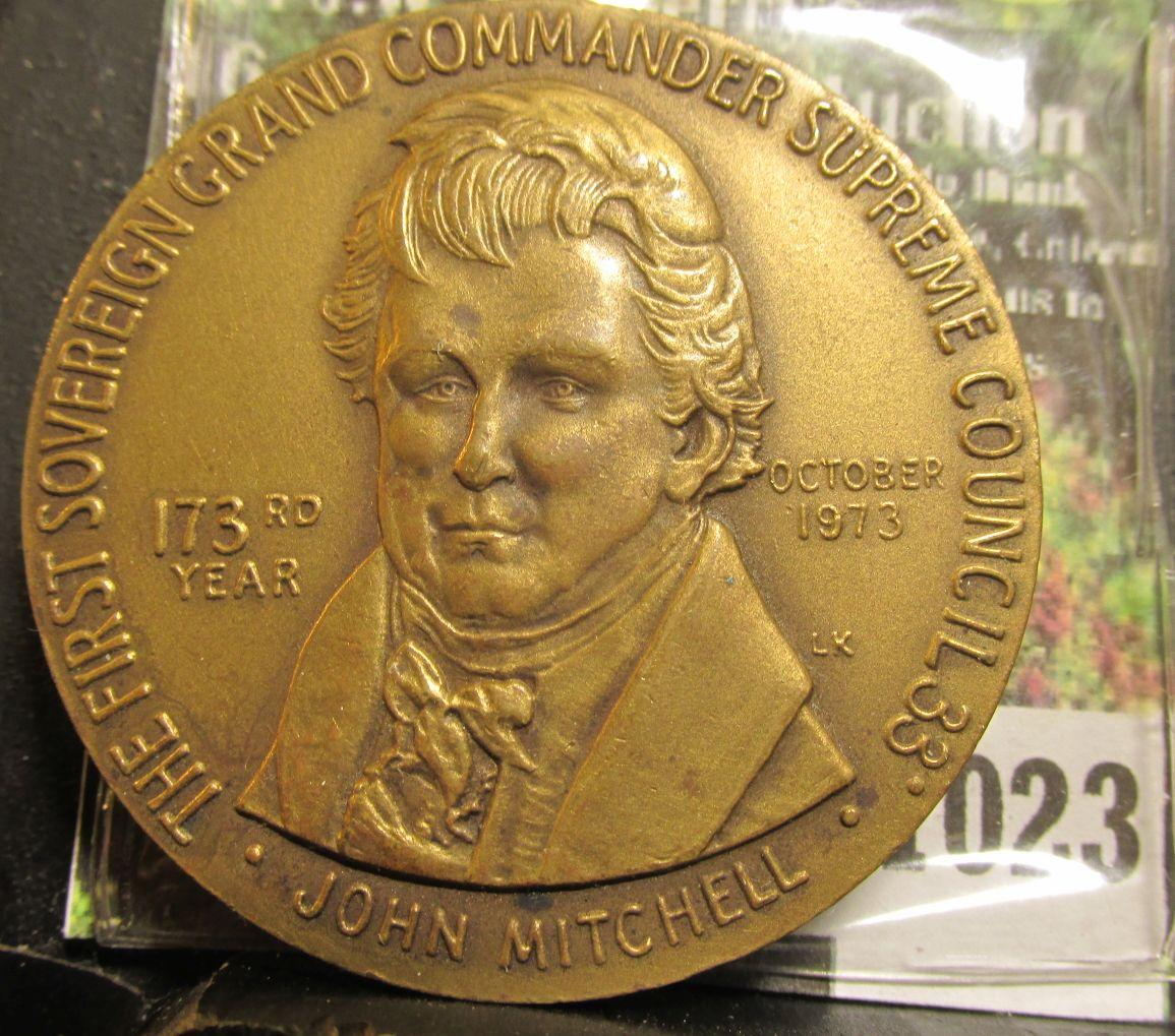 1023 . Masonic bronze medal commemorating John Mitchell the first