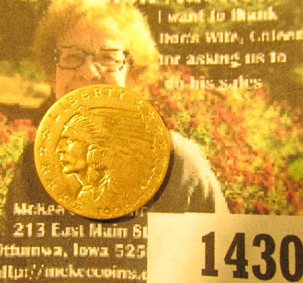 1430 . 1909 U.S. Quarter Eagle $2.50 Gold Piece.