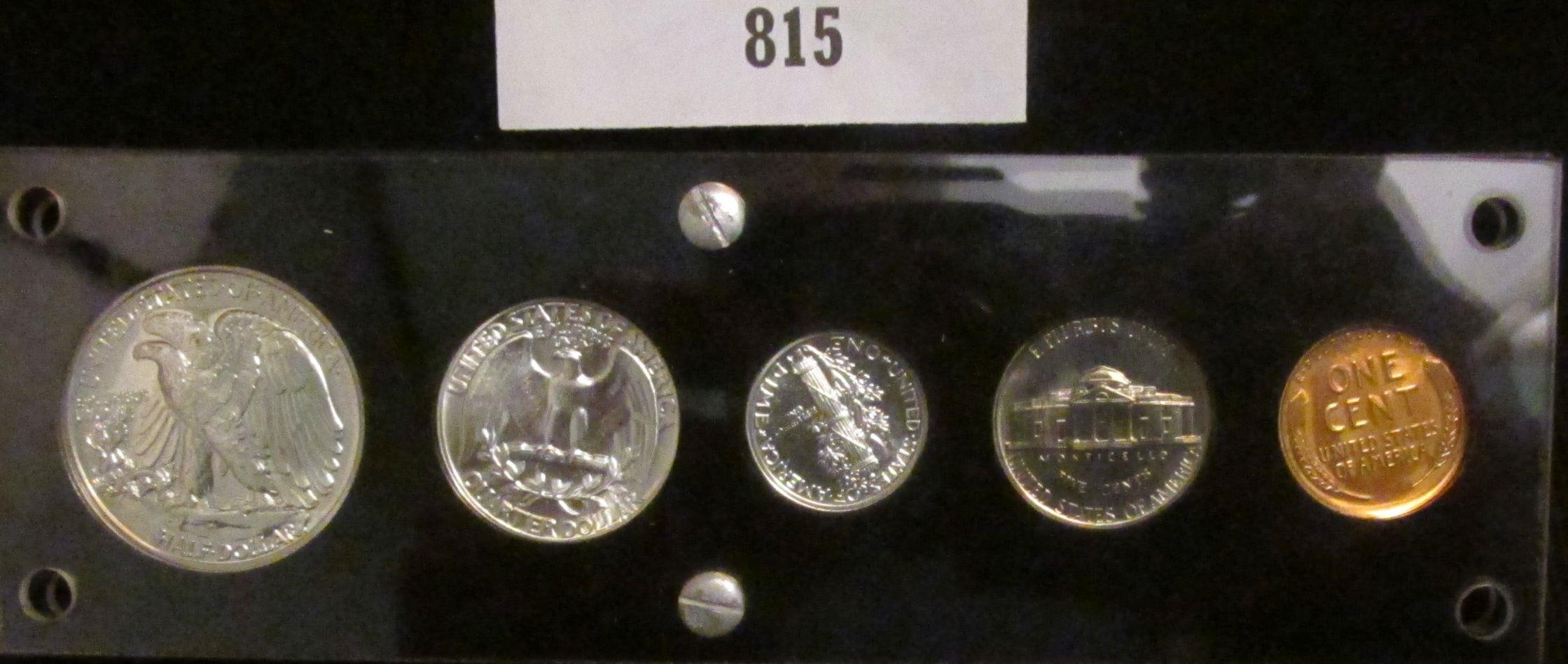 1941 U.S. Proof Set in a black Capital style lucite holder, missing all but two of the screws. A ver